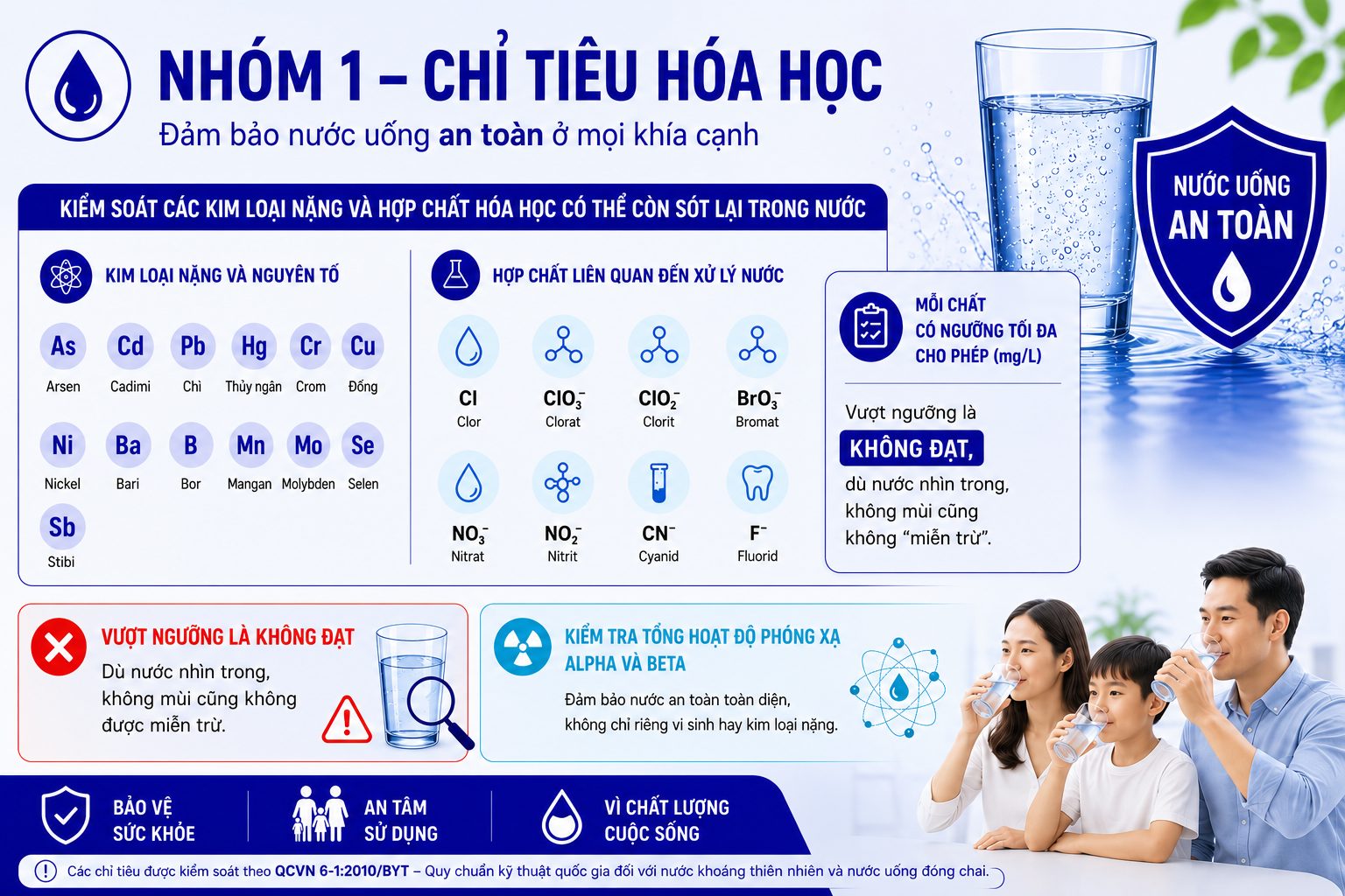Chỉ tiêu hóa học QCVN 6-1 đối với nước uống