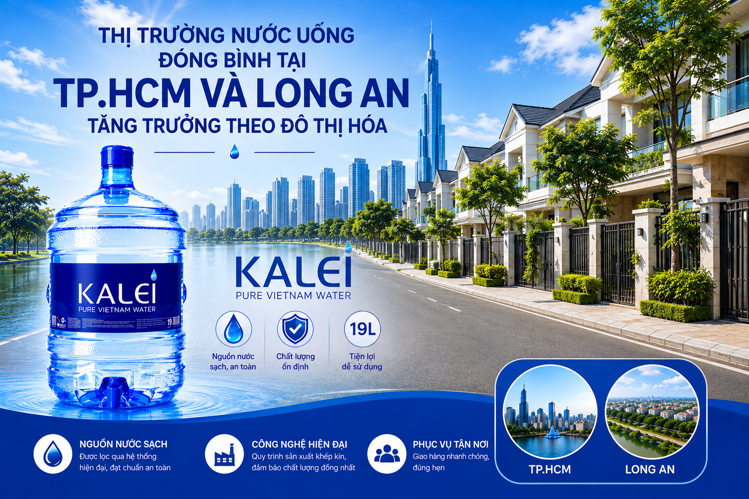 Thị trường nước uống đóng bình tại TP.HCM và Long An tăng trưởng theo đô thị hóa