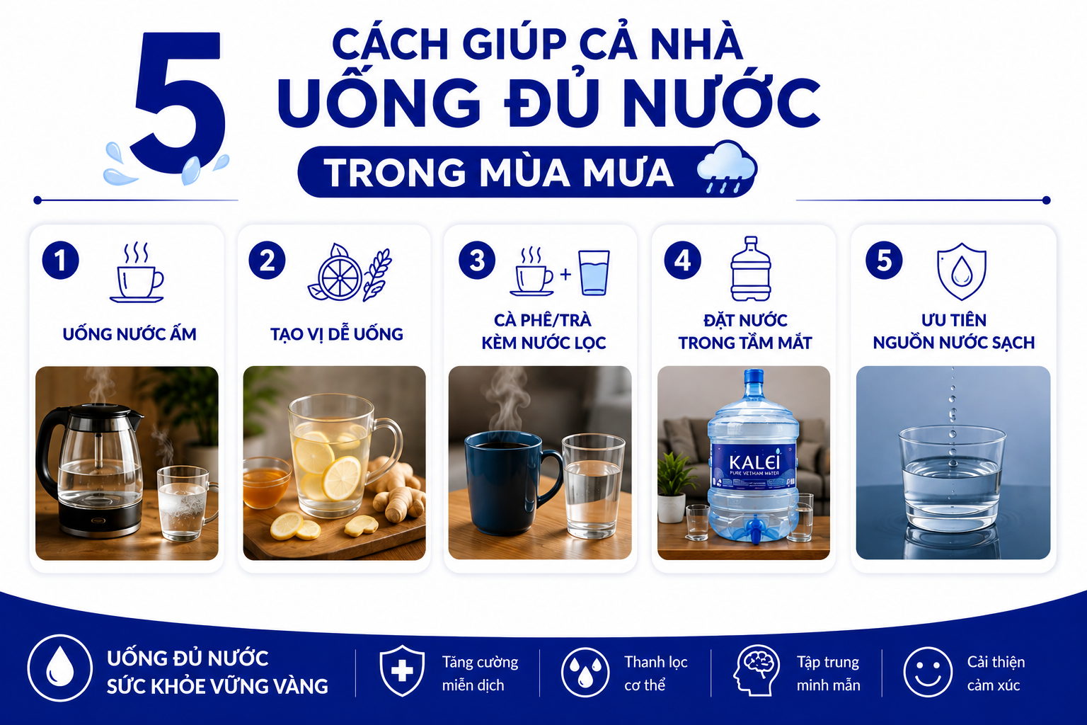 5 cách uống đủ nước mùa mưa